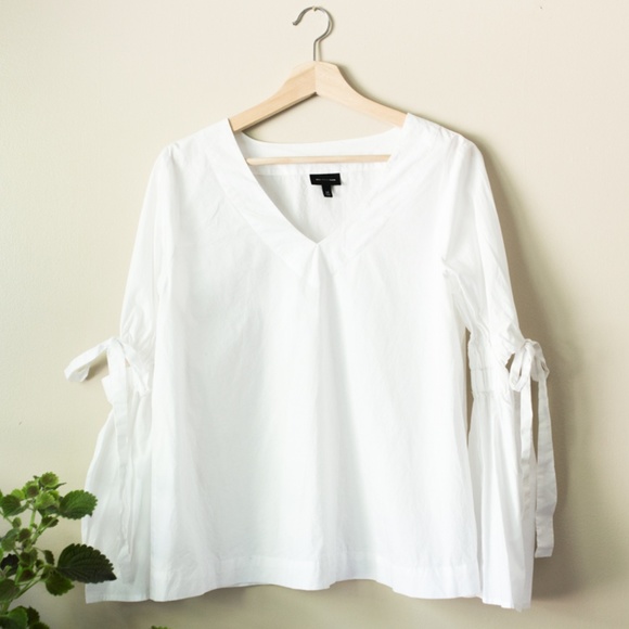 Who What Wear Tops - Who What Wear White Cotton Blouse Flare Sleeve M